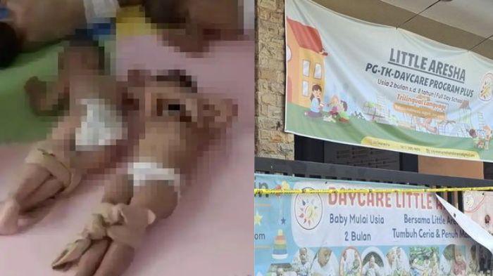 KASUS PENGANIAYAAN - Foto korban yang dianiaya di daycare Little Aresha Yogyakarta, kini kepolisian telah menetapkan 13 tersangka, Senin (27/4/2026).