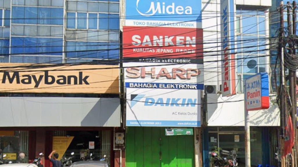 Foto Toko Bahagia Elektronik di Ruko Cikarang Plaza, Jl. Kapten Sumantri No.16 Blok B, Cikarang Kota, Kecamatan Cikarang Utara, Kabupaten Bekasi, Jawa Barat 17530, yang diambil Google Maps pada Juni 2025.