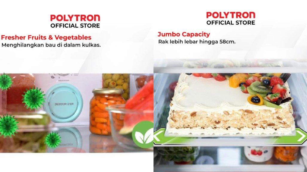 POLYTRON Belleza JUMBO Inverter Kulkas 2 Pintu 260 Liter Inverter PRW 29VX.