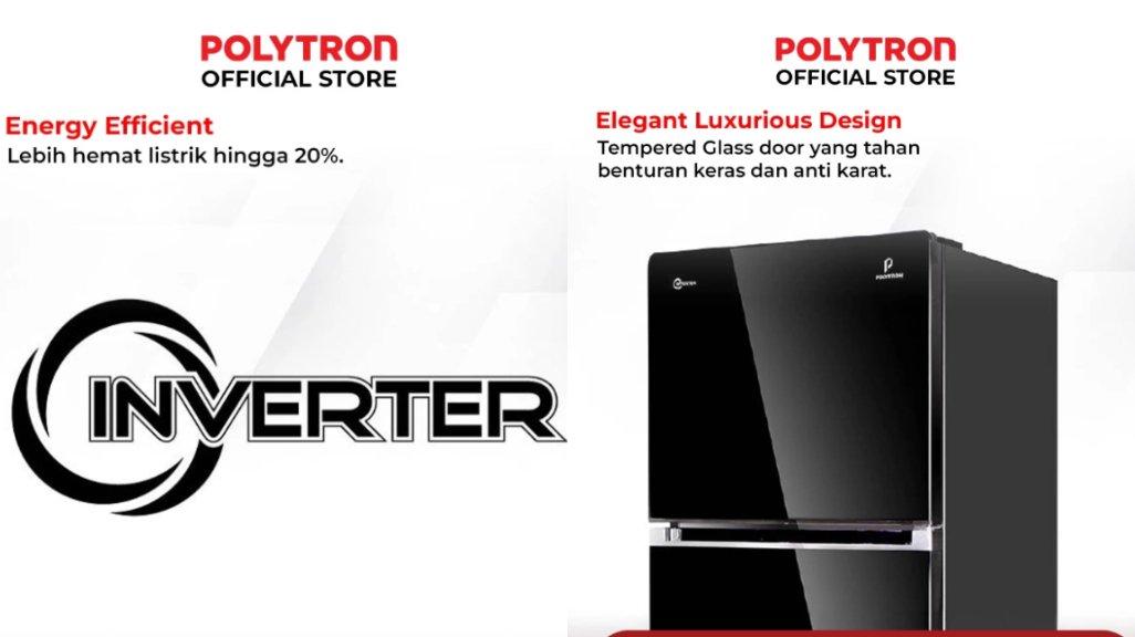 POLYTRON Belleza JUMBO Inverter Kulkas 2 Pintu 260 Liter Inverter PRW 29VX.