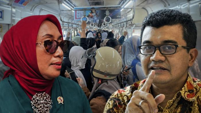 KECELAKAAN KA - Ahli Psikolog Forensik, Reza Indragiri Amriel (kanan) mengaku tak sependapat dengan Menteri Pemberdayaan Perempuan dan Perlindungan Anak (PPPA), Arifah Choiri Fauzi (kiri) yang mengusulkan agar gerbong wanita pada rangkaian KRL Commuter Line dipindah ke tengah, Rabu (29/4/2026).
