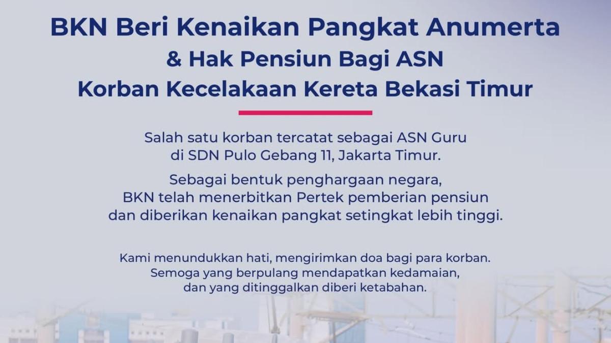 KECELAKAAN KRL - BKN berikan penghargaan Anumerta kepada korban kecelakaan KRL, guru SD Nurlaela.