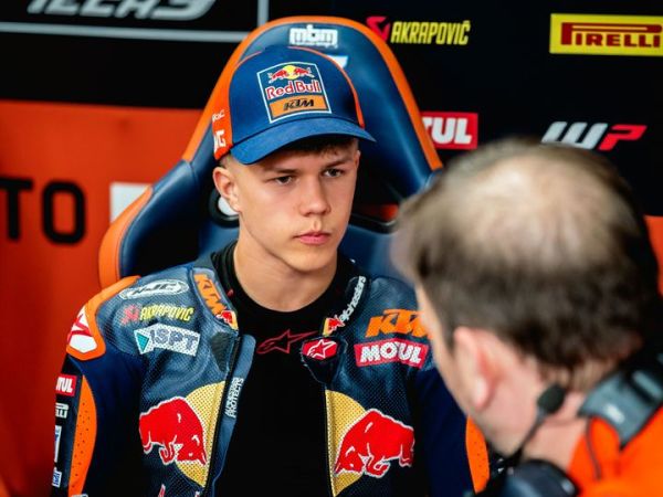 Pembalap Red Bull KTM Tech3, Rico Salmela, selama tes Moto3 di Sirkuit Jerez, Spanyol, pada Selasa, 28 April 2026.