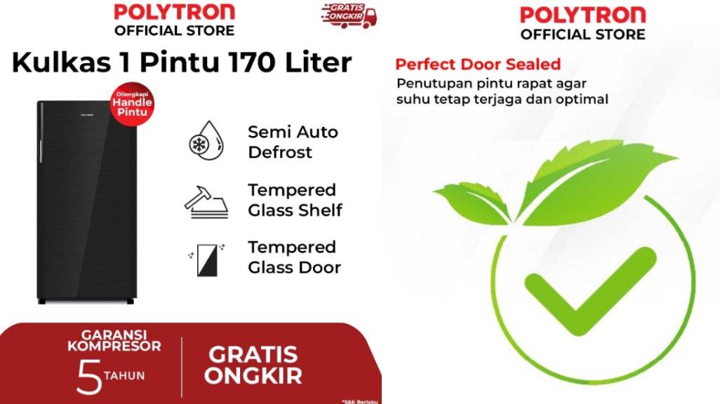 POLYTRON Kulkas 1 Pintu Belleza 170 liter PRA 17DMY.