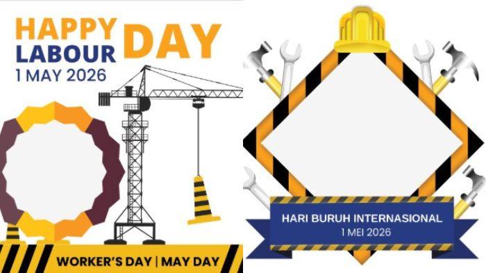 HARI BURUH - Twibbon Hari Buruh 2026 yang dapat diunduh secara gratis untuk dibagikan ke berbagai media sosial.