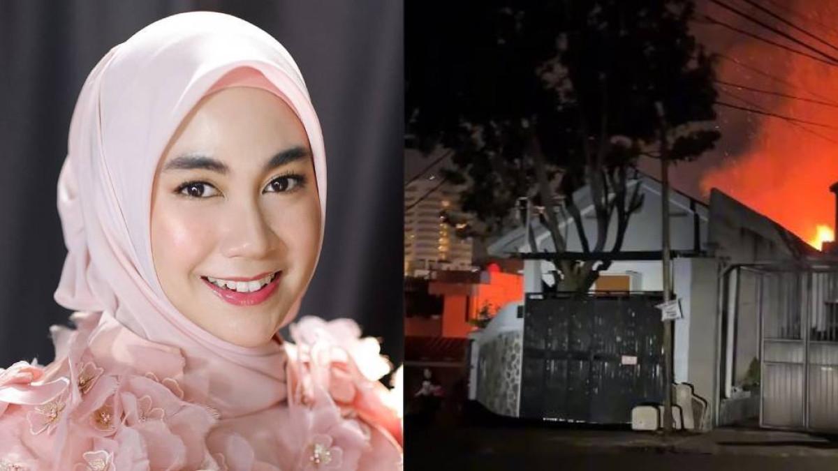 RUMAH ARTIS KEBKARAKAN - Kondisi rumah Anisa Rahma eks Cherrybelle yang terbakar hebat.