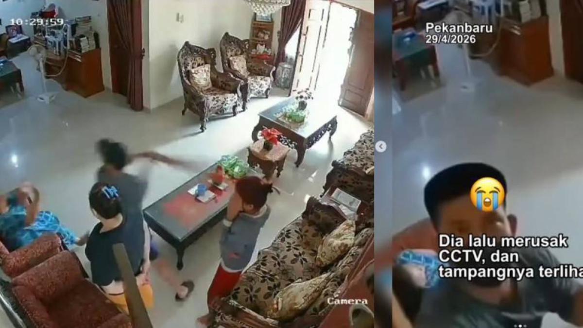 PERAMPOKAN BRUTAL - Usai hajar nenek di Pekanbaru hingga tewas, pelaku rusak CCTV.
