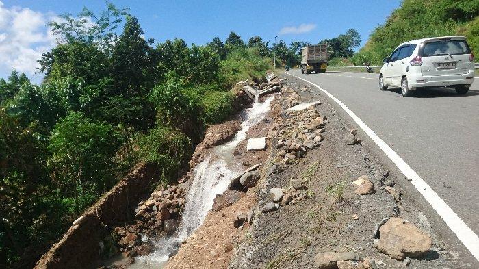 Jalan menuju pantai Klatak di Desa Keboireng, Kecamatan Besuki, Kabupaten Tulungagung, Jawa Timur.