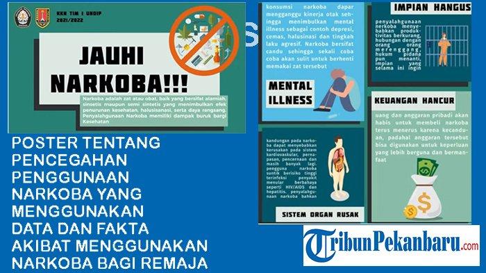Poster tentang pencegahan penggunaan narkoba yang menggunakan data dan fakta akibat menggunakan narkoba bagi remaja.