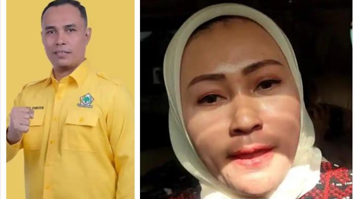 HAMDANI TERSANGKA - (kiri) Hamdani Syahputra, Wakil Ketua DPRD Deli Serdang resmi dijadikan tersangka pencemaran nama baik atas laporan Ketua DPRD Sumut, Erni Ariyanti Sitorus. (kanan) Ketua DPRD Sumut Erni saat diwawancarai usai menghadiri acara di Istana Maimun, Rabu (20/8/2025).