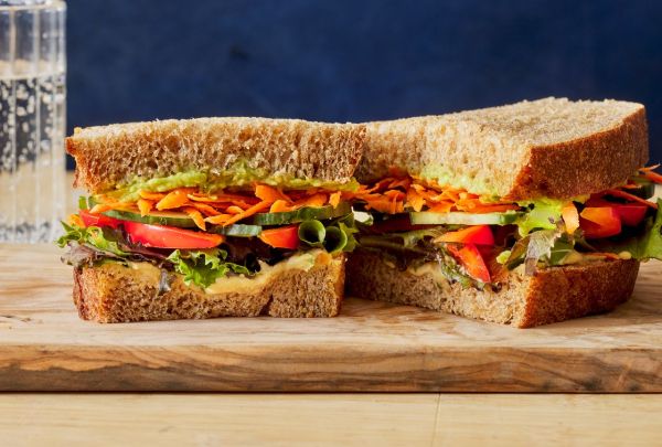 Veggie & hummus sandwich Credit: Photographer: Fred Hardy, Food Stylist: Margaret Monroe Dickey