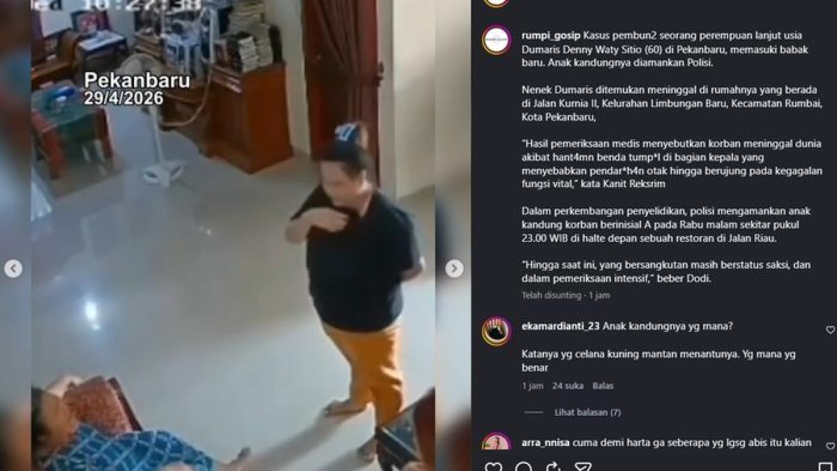 PERAMPOKAN BRUTAL - Rekaman CCTV saat nenek di Pekanbaru dihajar perampok hingga tewas, sempat berbincang dengan mantan menantu.