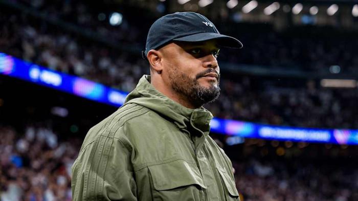 EKSPRESI DATAR - Pelatih Bayern Munchen, Vincent Kompany setelah pertandingan mengalahkan Real Madrid 1-2 pada leg pertama Perempat Final Liga Champions 2025/2026 di Santiago Bernabeu, Spanyol, Rabu (8/4) dini hari WIB.
