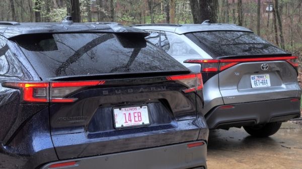 2026 Solterra and 2026 bZ rear view