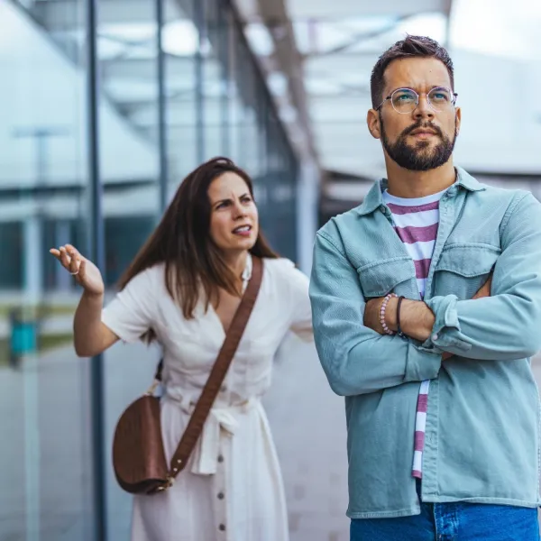 frustrated woman arguing with man