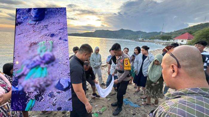 MAYAT BAYI -- Kolase foto mayat bayi yang sudah di-blur sesuai aturan jurnalistik dan momen memperlihatkan aparat setempat melakukan evakuasi bayi tersebut, Selasa (5/5/2026)