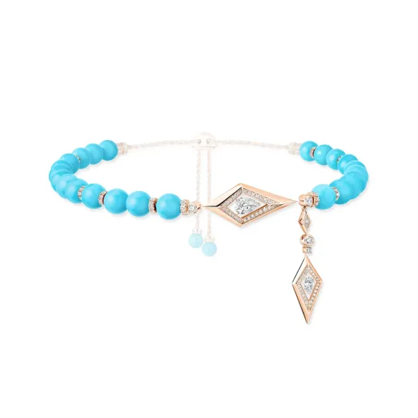 Star Chaser choker with turquoise pearls and rose gold diamond accents.