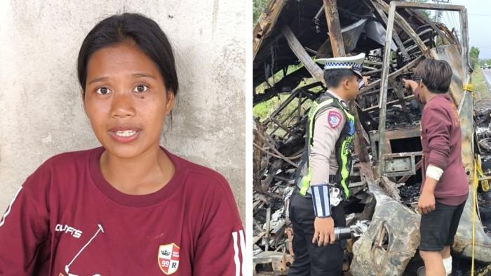 KECELAKAAN-Linda (26) warga setempat mengaku merinding usai mengetahui mimpi yang dialaminya Jadi Kenyataan di Lokasi Kecelakaan maut Bus Antar Lintas Sumatera (ALS) yang terbakar hebat di Simpang Danau, Kecamatan Karang Jaya, Kabupaten Musi Rawas Utara (Muratara), Sumatera Selatan, Rabu (6/5/2026) sekitar pukul 13.00 WIB.