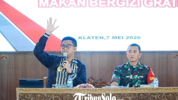 Bupati Klaten Hamenang Wajar Ismoyo hadiri rapat evaluasi program makan bergizi gratis (MBG) dilakukan di Pendopo Pemerintah Kabupaten (Pemkab) Klaten, Kamis (7/5/2026