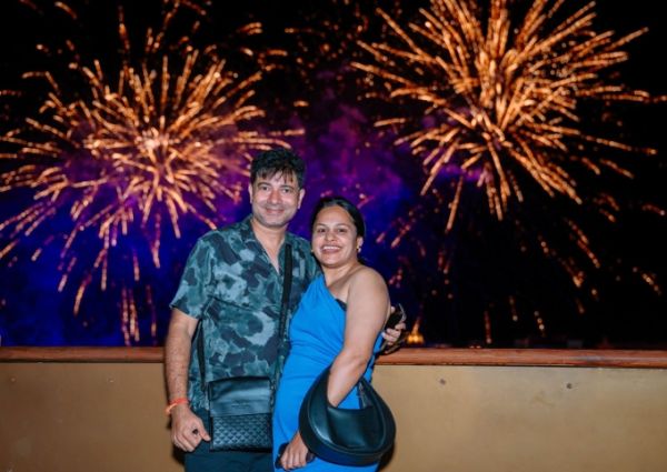 Indian tourists enjoy fireworks at Sunset Town, Phu Quoc. Photo courtesy of Sun Group