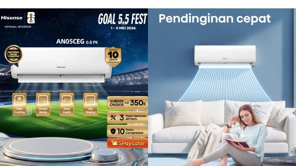 Hisense AC AN05CEG Standard 1/2 PK (0.5 PK) Dingin Kilat Cocok Untuk Kamar Tidur Pendinginan Super Cepat 3 Menit Sejuk Auto Clean