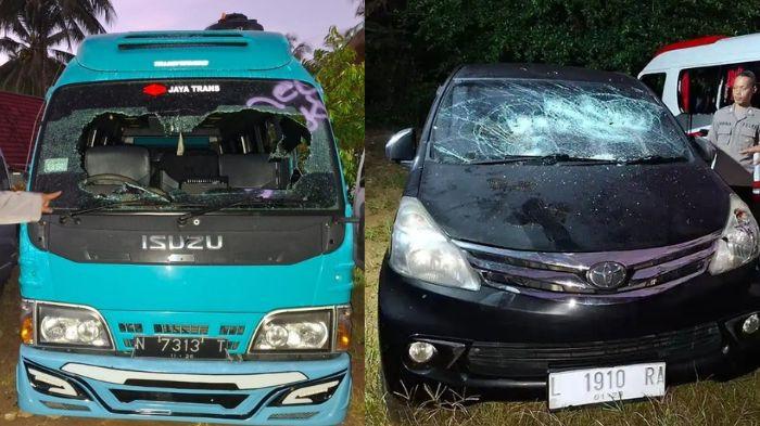 KRONOLOGI - Petugas kepolisian melakukan pengamanan pasca insiden penyerangan terhadap rombongan wisatawan asal Surabaya di Pantai Wediawu, Kabupaten Malang, Selasa, 5 Mei 2026 dini hari. Insiden yang diduga dipicu video viral di media sosial tersebut mengakibatkan sejumlah korban luka serta kerusakan kendaraan.