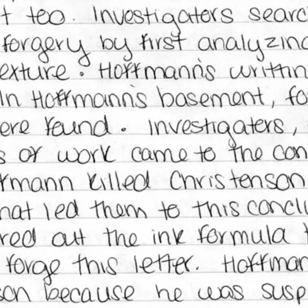 sample of a woman's handwriting
