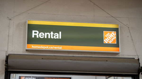 Home Depot rental service sign