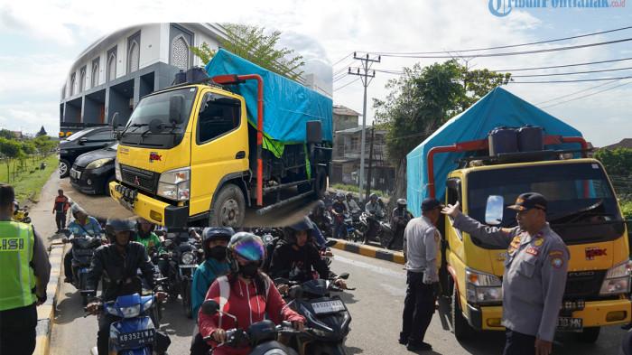 TRUK MOGOK JEMBATAN - Kondisi macet akibat dari truk pengangkut pasir mogok, di Kawasan Duplikasi Jembatan Kapuas I, Kota Pontianak, Jumat, 8 Mei 2026. Truk tersebut mogok terjadi sejak 03.00 WIB dan berhasil dievakuasi pada pukul 08.25 WIB. Polresta Pontianak mengungkap pelanggaran yang dilakukan sang sopir.