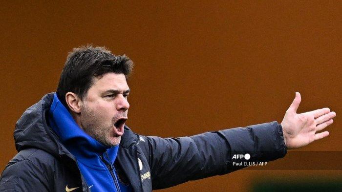 Reaksi pelatih kepala Chelsea asal Argentina Mauricio Pochettino selama pertandingan sepak bola Liga Premier Inggris antara Wolverhampton Wanderers vs Chelsea di stadion Molineux di Wolverhampton, Inggris pada 24 Desember 2023. Paul ELLIS / AFP