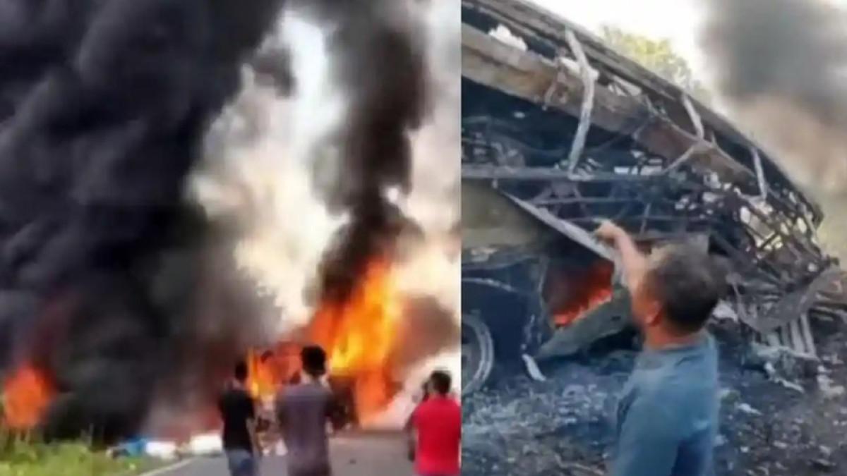KECELAKAAN BUS ALS - Keluarga korban kecelakaan maut Bus ALS dan truk tangki minyak mendatangi RS Bhayangkara Palembang untuk proses identifikasi jenazah, Jumat (8/5/2026).