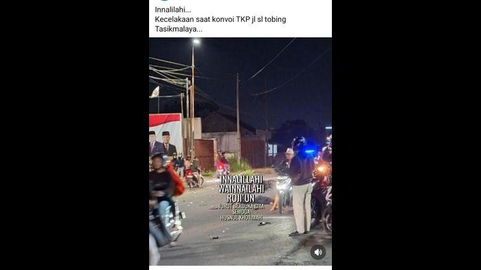 Gambar viral di WAG yang mengabarkan diduga ada Bobotoh yang meninggal, Senin (10/5/2026). Pasca konvoi kendaraan bermotor seusai menangnya laga Persib Bandung vs Persija Jakarta dikabarkan ada Bobotoh yang meninggal di kawasan Jalan SL Tobing, Kota Tasikmalaya, namun sementara ini dibantah polisi.