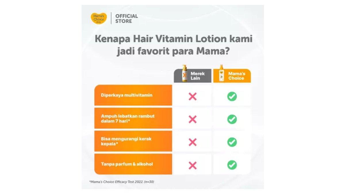 Ilustrasi kelebihan produk Mama's Choice Baby Hair Vitamin Lotion 100 ml