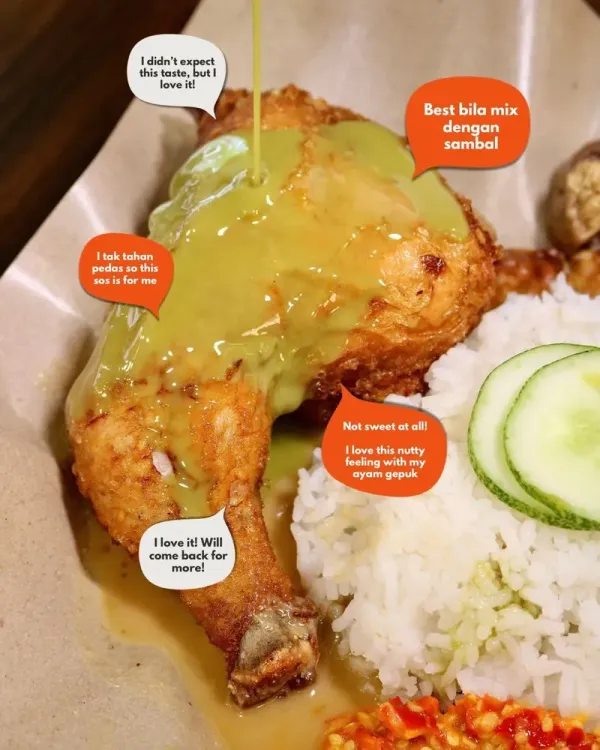 Ayam Gepuk Saus Pistachio di Malaysia
