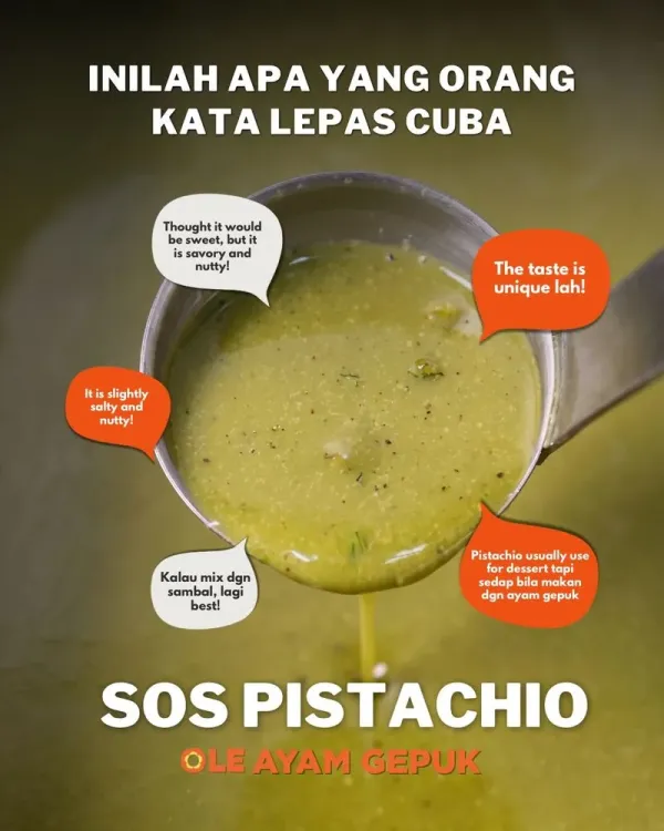 Ayam Gepuk Saus Pistachio di Malaysia