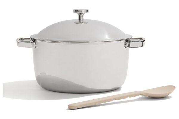 Our Place Titanium Perfect Pot Pro | 6.75 Qt Stock Pot with Lid & Silicone Spoon | PFAS-Free Nonstick, Fully-Clad Tri-Ply Stainless Steel & Aluminum | Induction & Oven-Safe up to 1000°F | Chrome Credit: Amazon