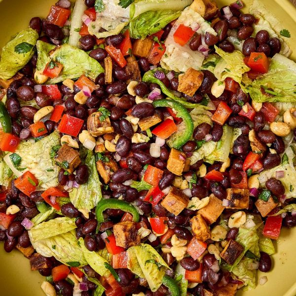Black bean salad with vegetables and a light garnish Credit: Photographer: Brittney Cottrell, Food Stylist: Julia Levy, Prop Stylist: Abby Armstrong.