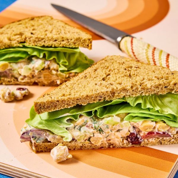 Recipe image of No-Chicken Salad Sandwich Credit: Photographer: Morgan Hunt Glaze; Prop Stylist: Claire Spollen; Food Stylist: Chelsea Zimmer