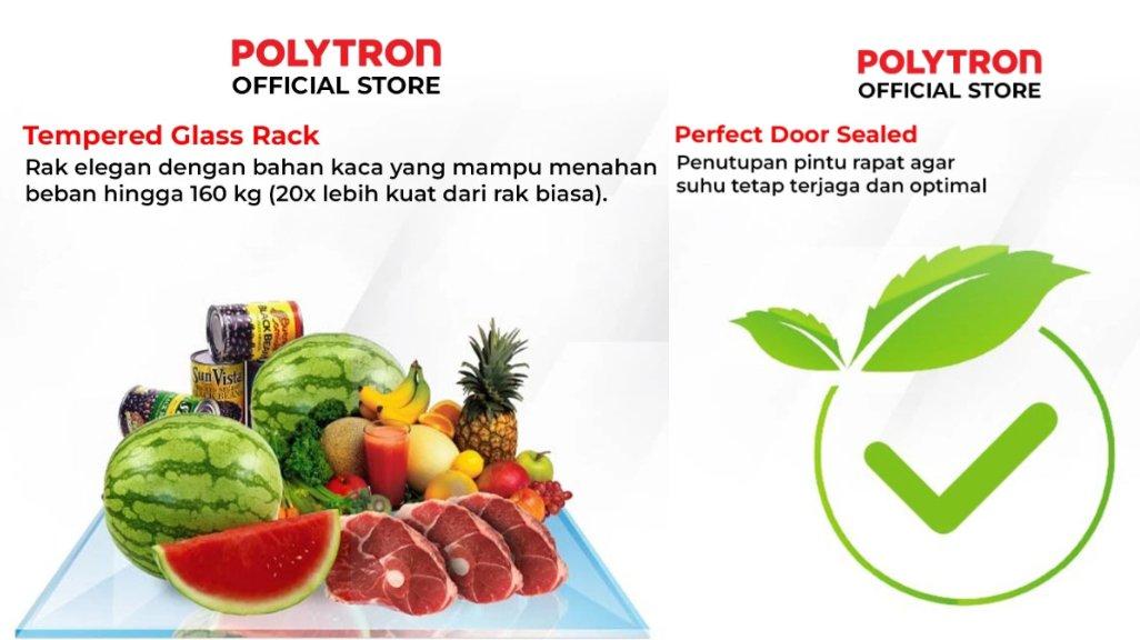 POLYTRON Kulkas 1 Pintu Belleza 180 Liter - PRA 18DMR.