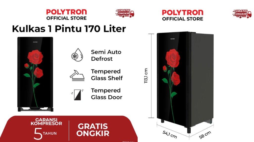 POLYTRON Kulkas 1 Pintu Belleza Varia 170 Liter PRA 17CRX.