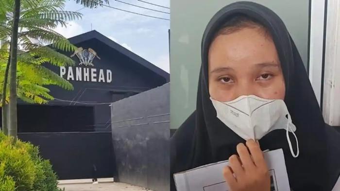TKP DAN KELUARGA KORBAN – (Kiri) Kafe Panhead Palembang yang jadi TKP insiden penembakan. (kanan) Adik kandung korban yakni Faradita saat ditemui di RS Bhayangkara Moh Hasan Palembang, Sabtu (16/5/2026).