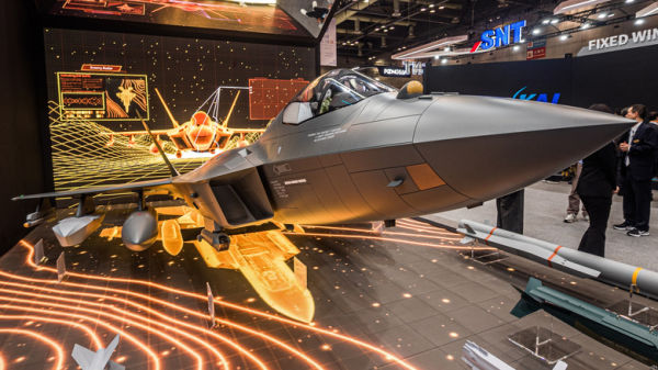 The KAI KF-21 Boramae next-generation multirole righter on display