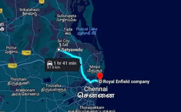 royal enfield chennai to satyavedu distance royal enfield chennai to satyavedu distance