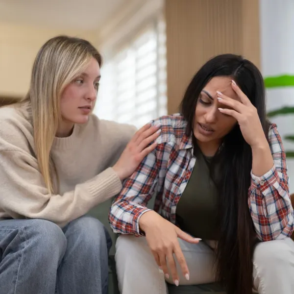 intelligent friend using non-verbal communication to express concern