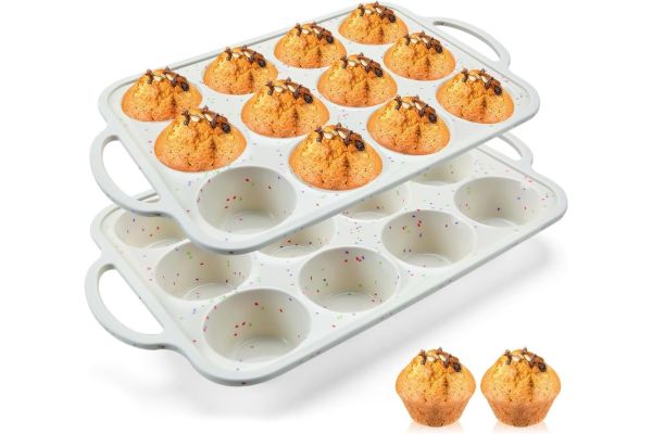 Vinino 2Pack Silicone Muffin Pan for Baking with Metal Reinforced Frame Credit: Amazon