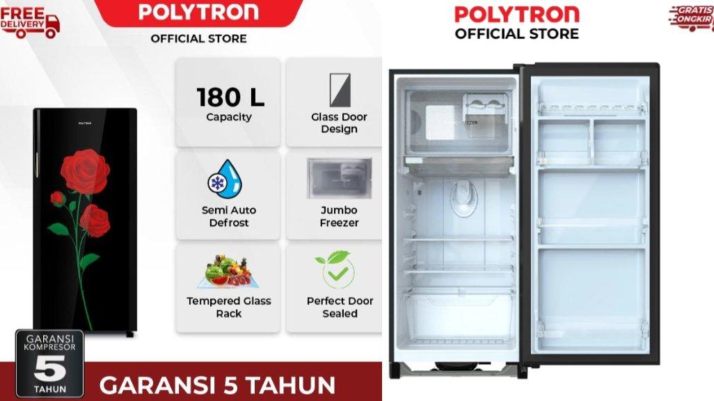 POLYTRON Kulkas 1 Pintu Belleza Varia 180 Liter PRA 18CRX.
