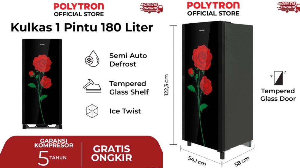 POLYTRON Kulkas 1 Pintu Belleza Varia 180 Liter PRA 18CRX.