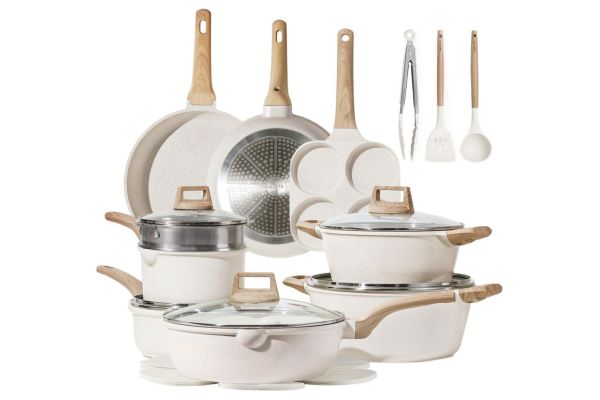 CAROTE Pots and Pans Set, Nonstick Cookware Sets, 21pcs Induction Cookware Kitchen Set Non Stick Cooking Set w/Frying Pans & Saucepans (PFOS, PFOA Free) Credit: Amazon