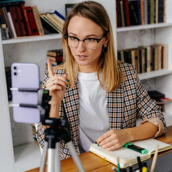 teacher filming herself for social media