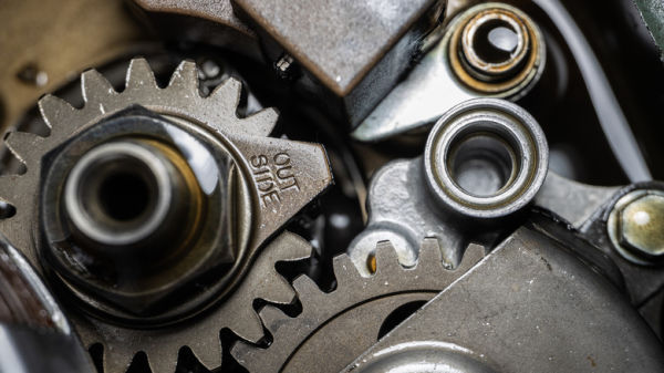 Motorcycle gears in focus